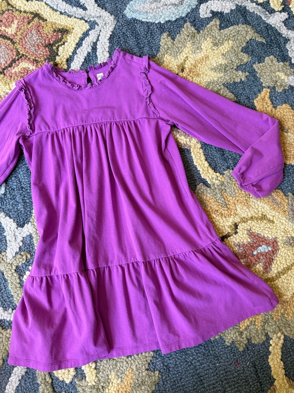 Tea Collection Purple Long Sleeve Tiered Dress
